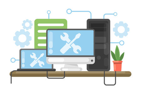 Computer repair conceptのイラスト素材