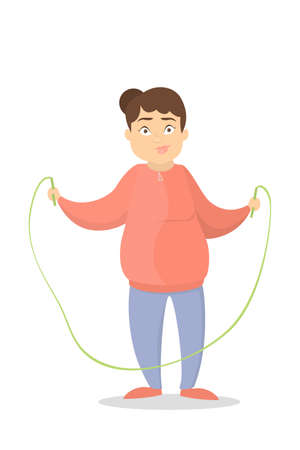 Working out with jumping rope.のイラスト素材