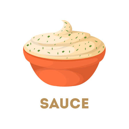 Isolated sauce in bowl on white.のイラスト素材