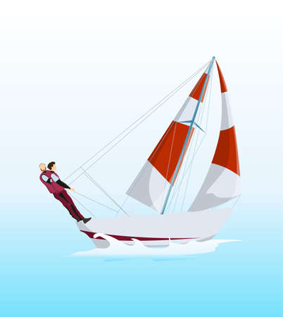 Isolated windsurf in ocean.のイラスト素材