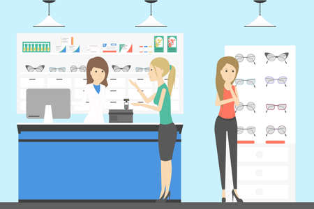 People at eyeglasses store.のイラスト素材