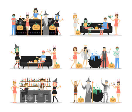 Halloween party club set.のイラスト素材
