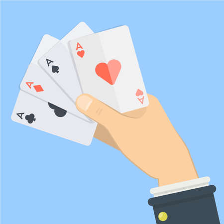 Playing cards in hand.のイラスト素材