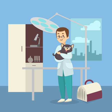 Veterinarian with dog.のイラスト素材