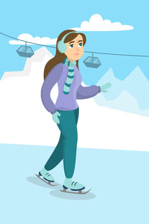 Woman ice skatingのイラスト素材