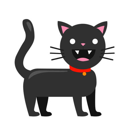 Isolated black cat. Vector illustration.のイラスト素材