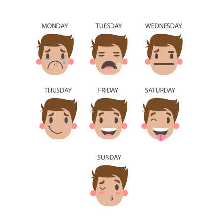 Faces of week days.のイラスト素材