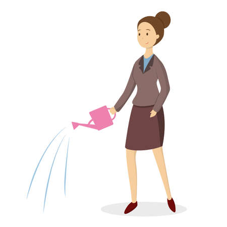 Woman with watering can.のイラスト素材