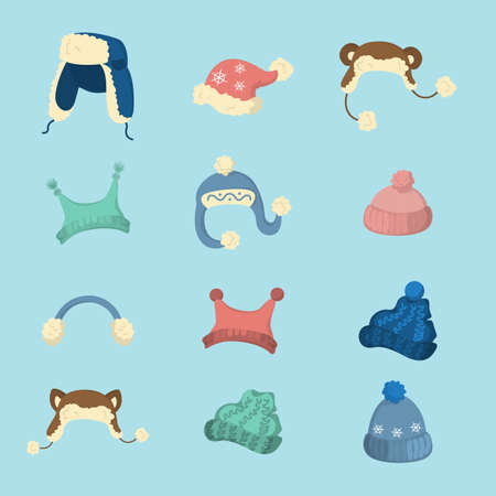 Winter hats set.のイラスト素材