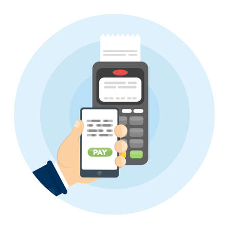 Payment with smartphone.のイラスト素材