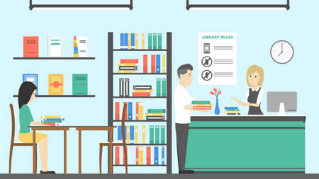 People at library.のイラスト素材