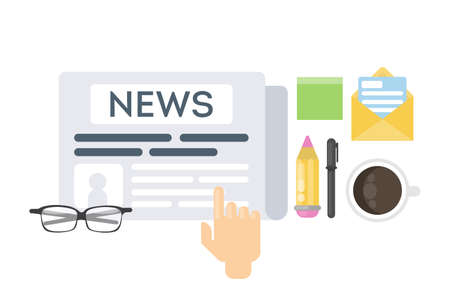 Newspaper on desk.のイラスト素材