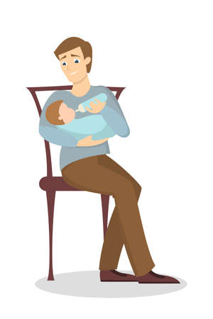 Father feeding baby.のイラスト素材