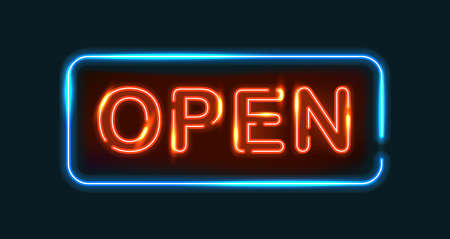 Open neon sign.のイラスト素材