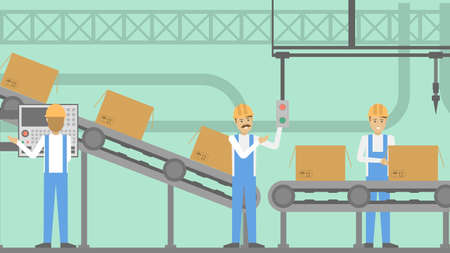 People at factory working at the production line.のイラスト素材