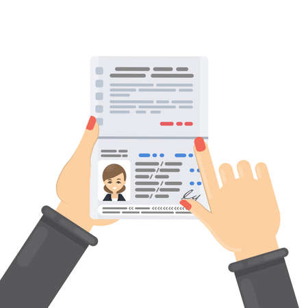 Opened female's passport. Identification documents for citizen.のイラスト素材