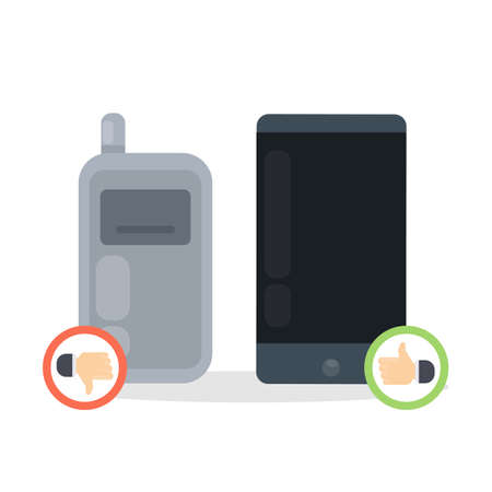 Old vs new phones on white background.のイラスト素材