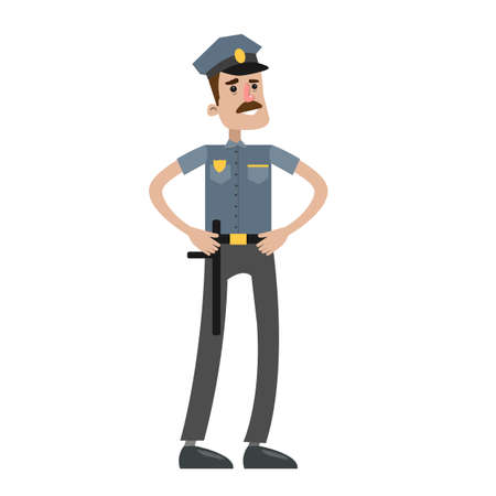 Isolated police officer in unifrom on white background.のイラスト素材