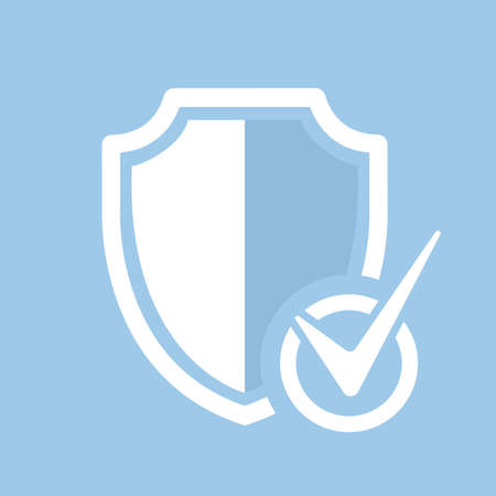 Isolated blue security shield logo with checkmark.のイラスト素材