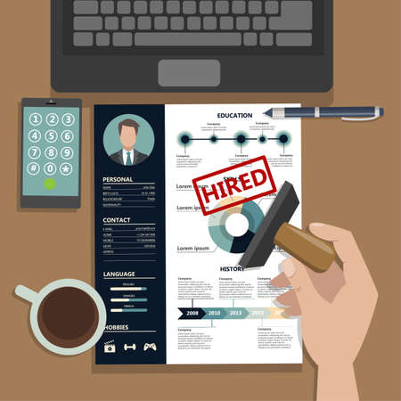 Resume with approvement. HR hiring new employee.のイラスト素材