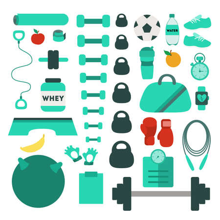 Gym equipment icons.のイラスト素材