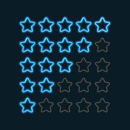 Star rating neon sign.のイラスト素材