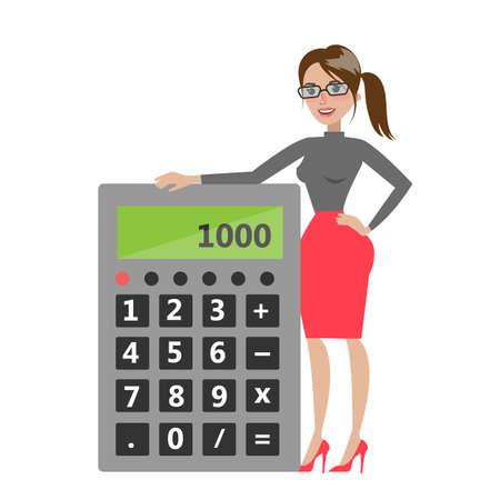 Woman with calculator.のイラスト素材