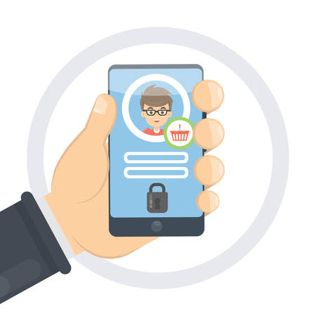 Purchase protection on smartphone.のイラスト素材