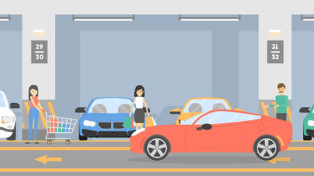 Underground parking lot.のイラスト素材