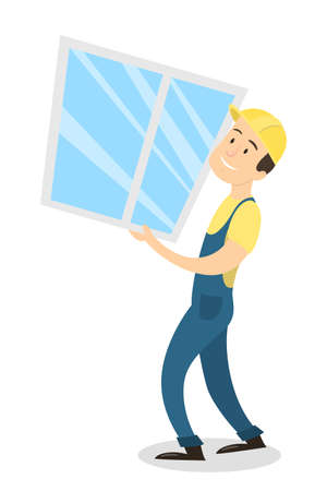 Worker with window.のイラスト素材