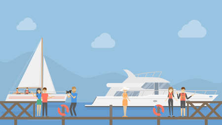Yacht club illustration.のイラスト素材