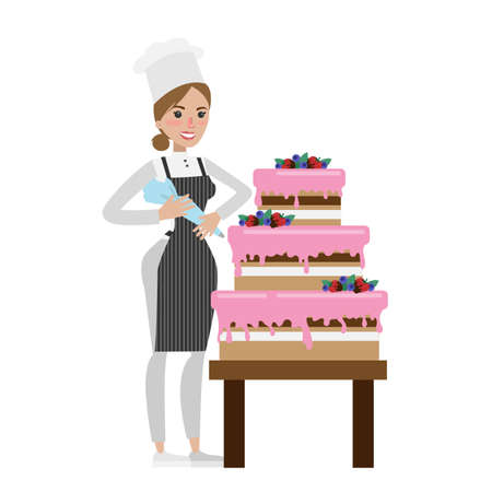 Isolated female chef.のイラスト素材