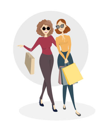 Women friends shopping.のイラスト素材