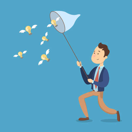 Businessman catching ideas.のイラスト素材