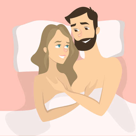 Couple in bed.のイラスト素材