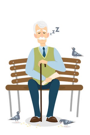 Old man sleeping.のイラスト素材