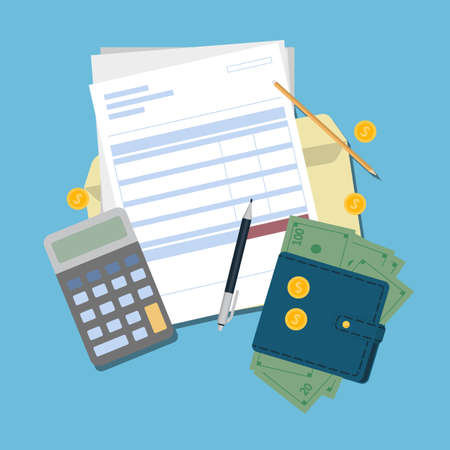 Invoice desk top.のイラスト素材