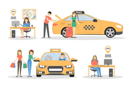 Taxi and people.のイラスト素材