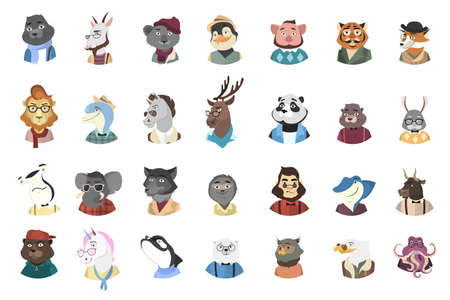 Humanized animal icons set.のイラスト素材
