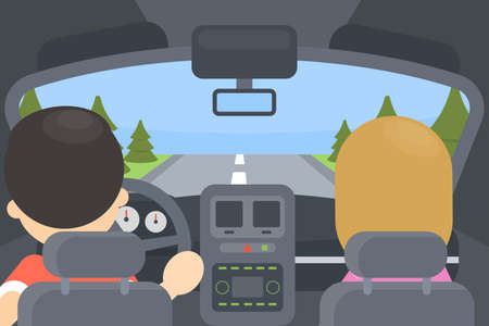 Inside driving car on a colorful presentation.のイラスト素材