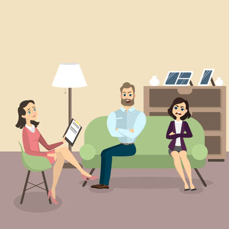 Couple at psychologist.のイラスト素材