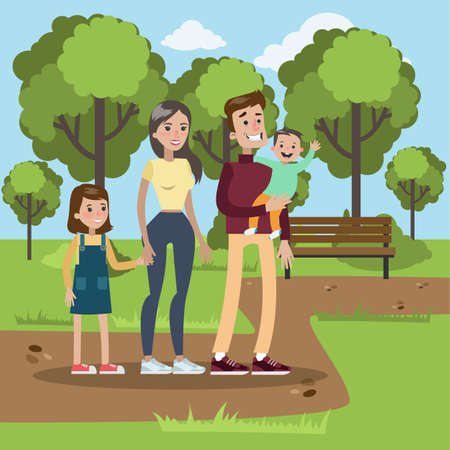 Family in park.のイラスト素材