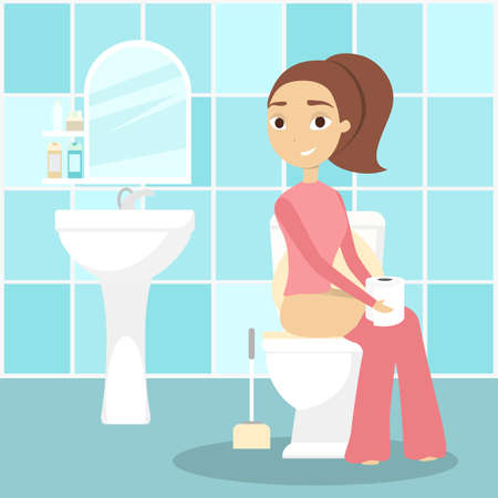 Woman in toilet.のイラスト素材