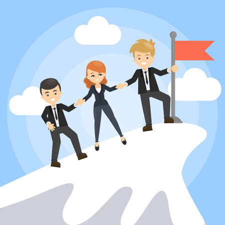 Teamwork on mountain.のイラスト素材