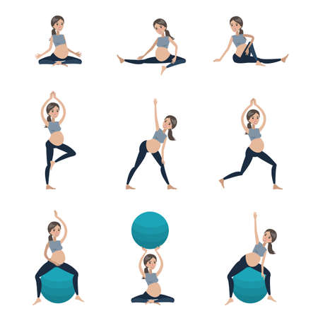 Pregnant exercises set.のイラスト素材