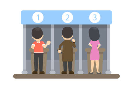 People at voting booth choosing the right candidate.のイラスト素材
