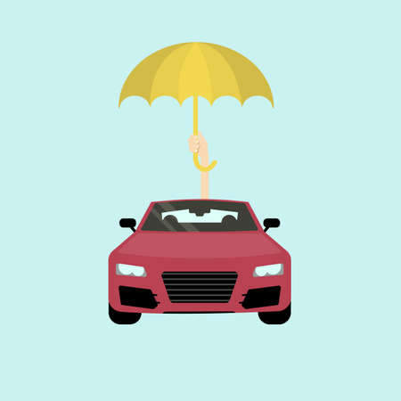 Car insurance concept. Safe and protected car with umbrella.のイラスト素材
