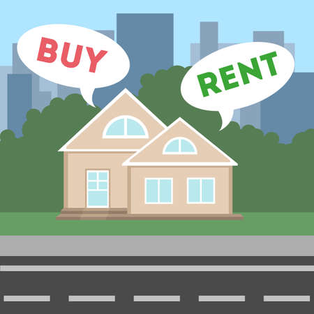 Buy or rent. House as real estate for selling or renting.のイラスト素材