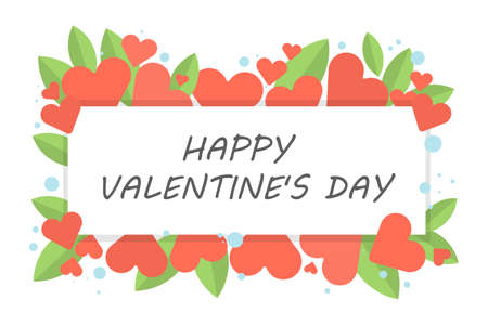 Happy valentines day card for greeting with flowers.のイラスト素材