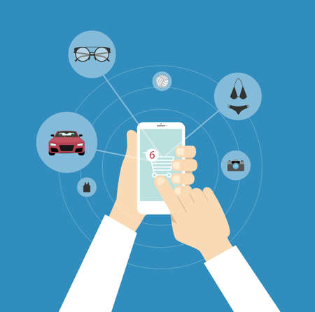 Online shopping with smartphone. Payment with online transaction.のイラスト素材